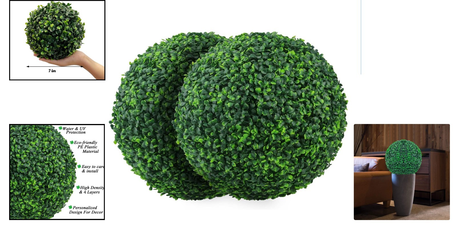 Stylish 7-Inch Artificial Boxwood Topiary Balls – Ideal for Weddings & Homes