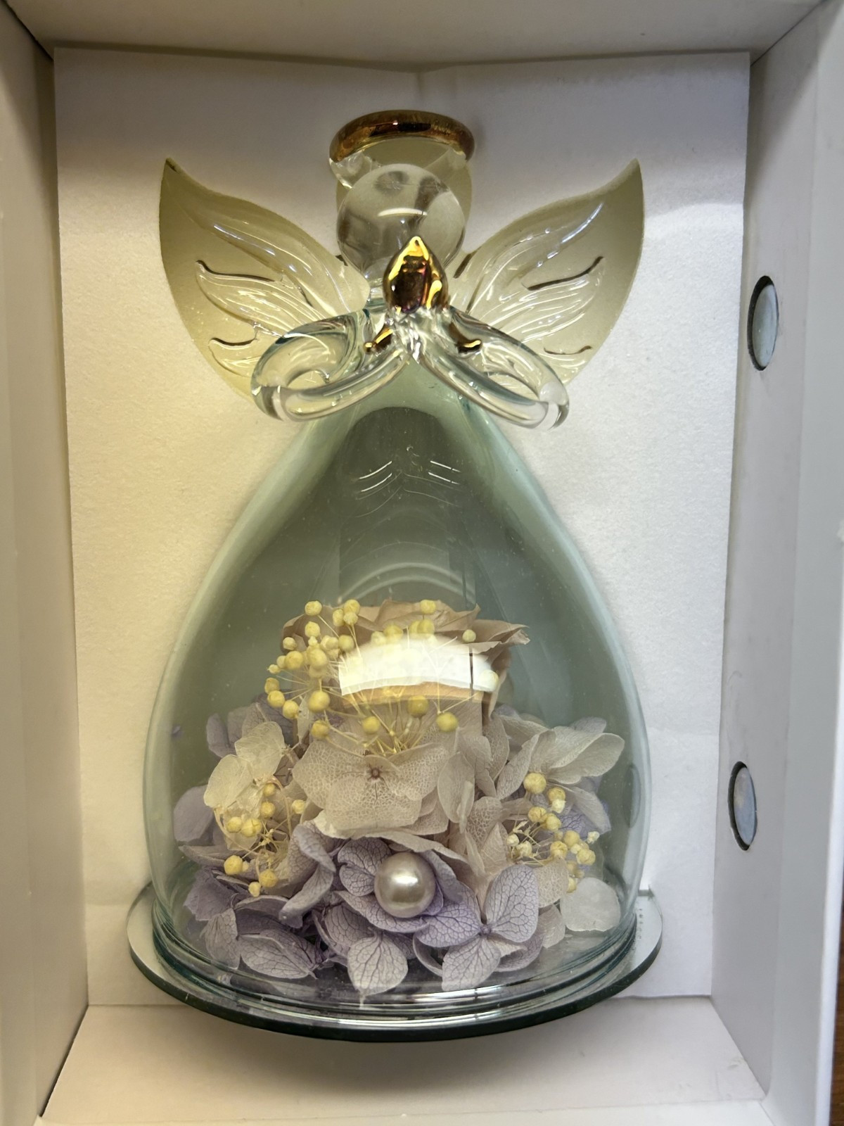 The Only ETERNAL ROSE Purple Pink Flower 4″ Glass Angel by Anlunob