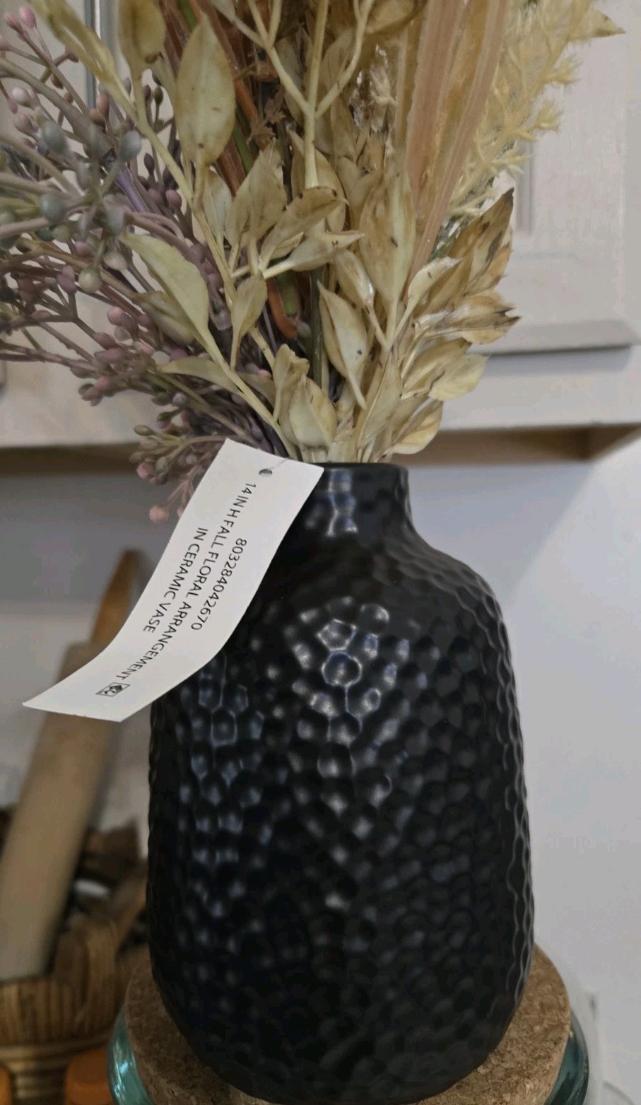 Fall Artificial Floral Arrangement In Black Ceramic Vase Design