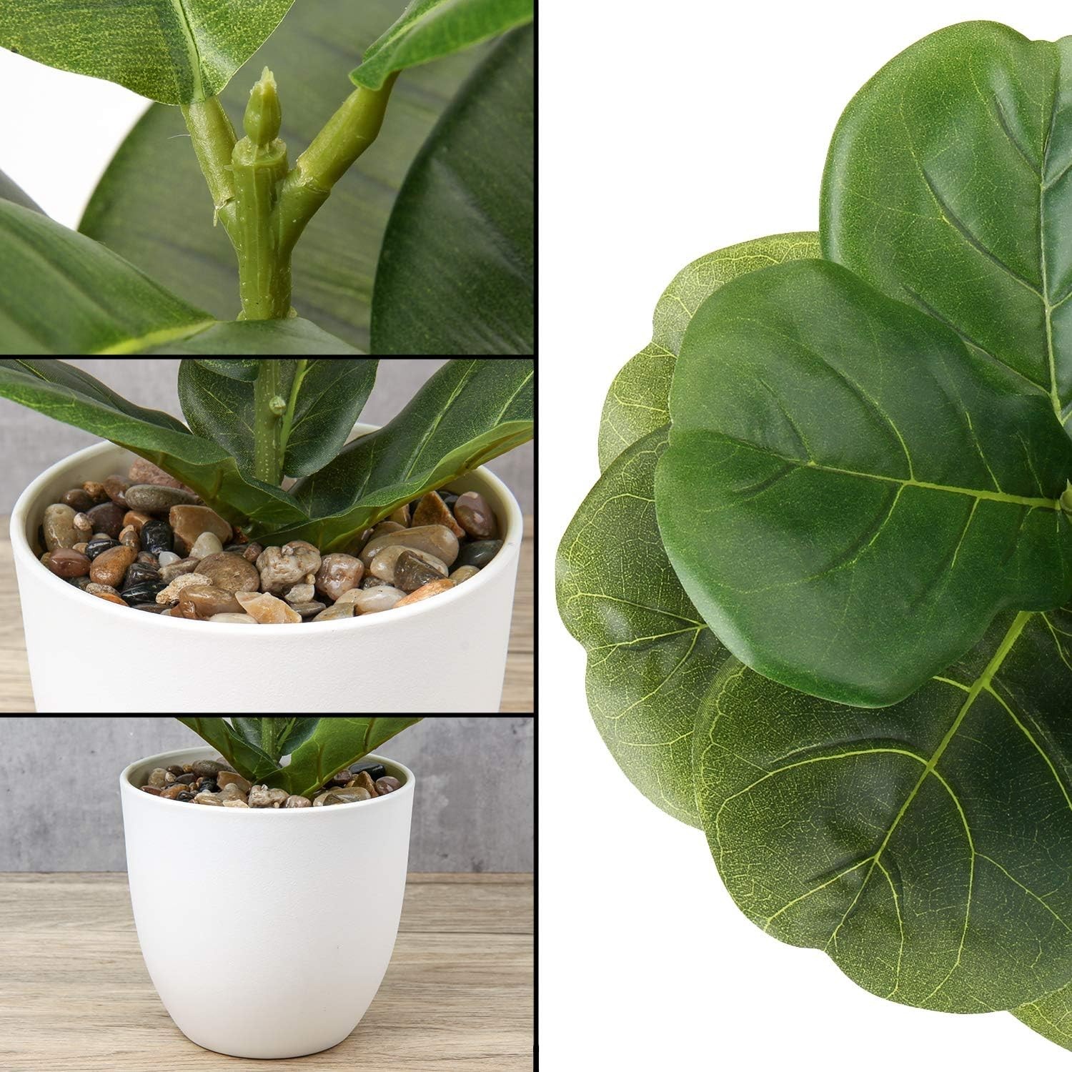 18 Inch Artificial Plants Realistic Fake Fiddle Leaf Fig Plant Faux Ficus Lyr…