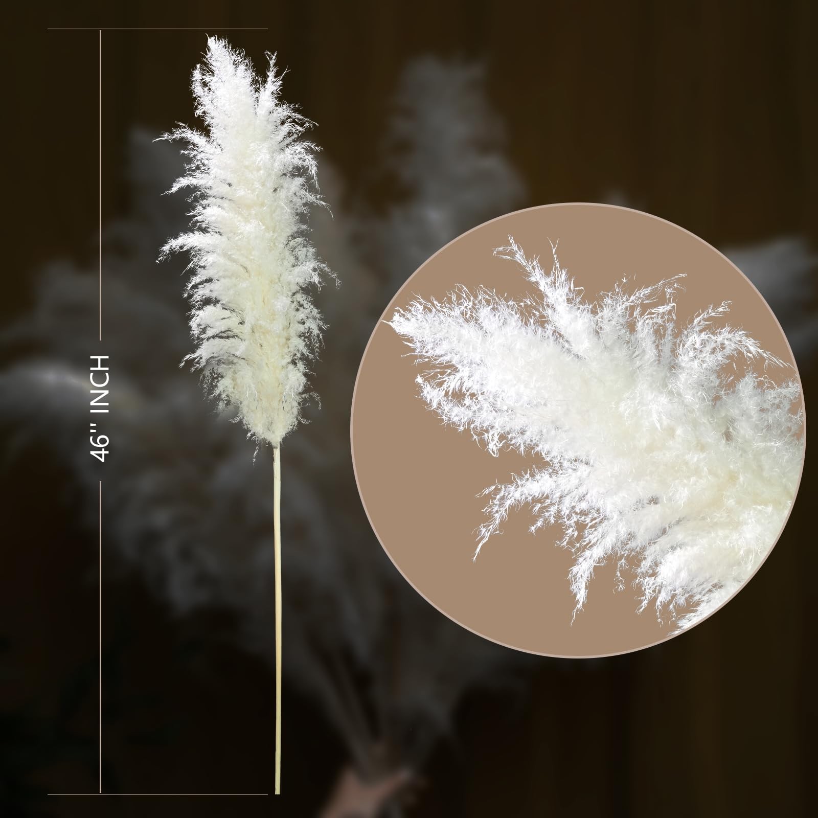 10 PCS 46” White Tall Pampas Grass Decor for Floor Vases Pompas Floral Plumas