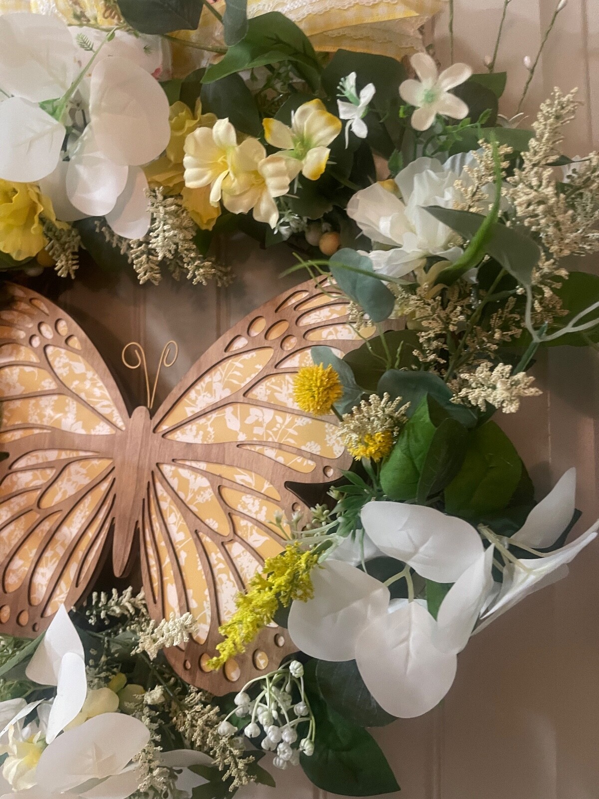 Yellow Butterfly Floral Grapevine Wreath by Taylormadecustombows 25x25x9″