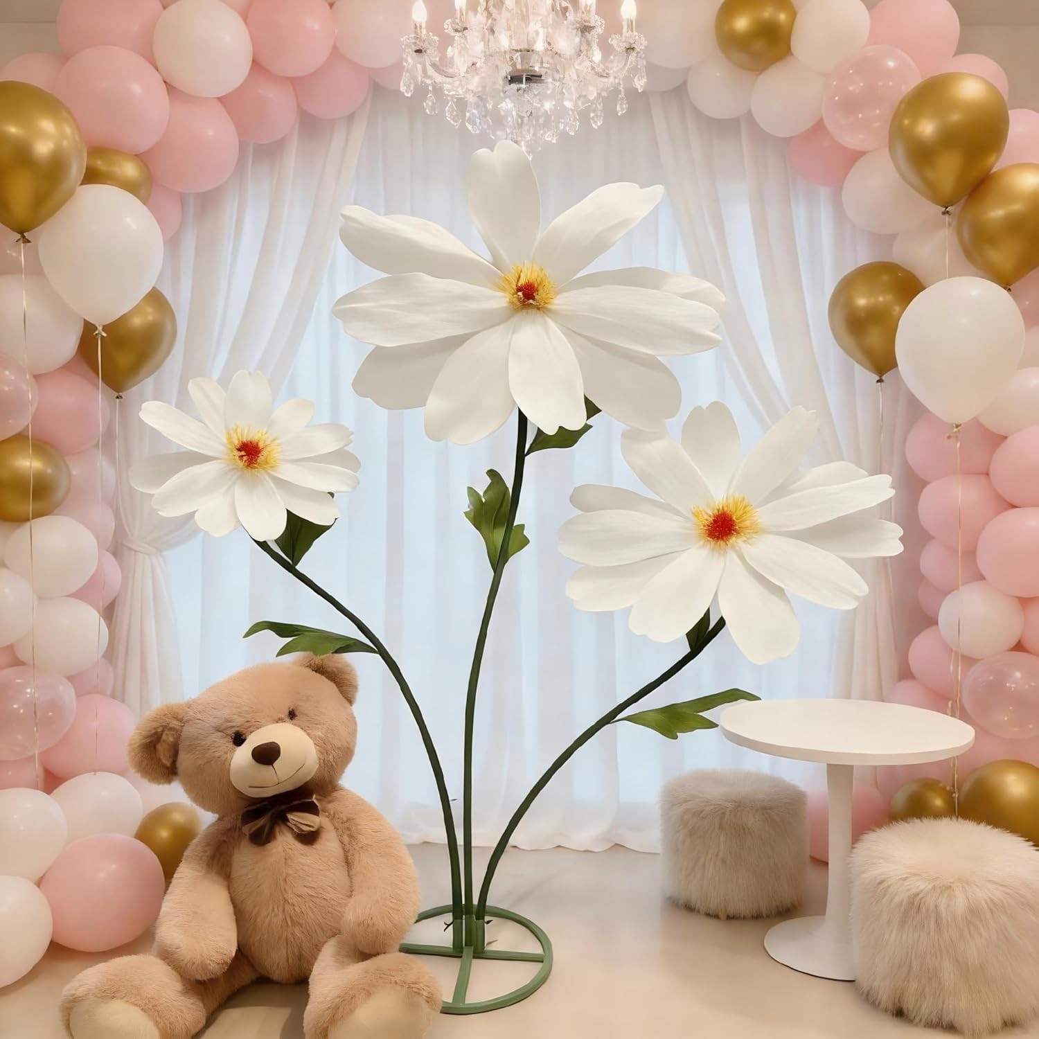Large Pink 3D Daisy Flowers – 5.9 Ft Waterproof Decor for Parties & Events