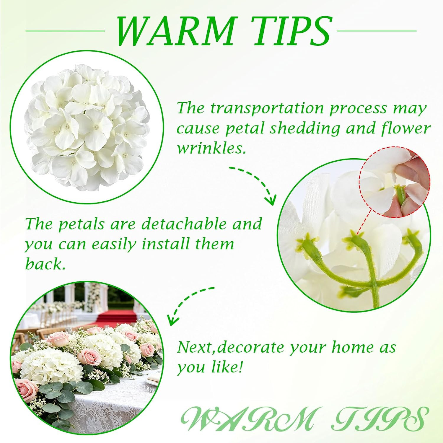 80PCS White Silk Hydrangea Flowers for Weddings, Parties, Home Decor