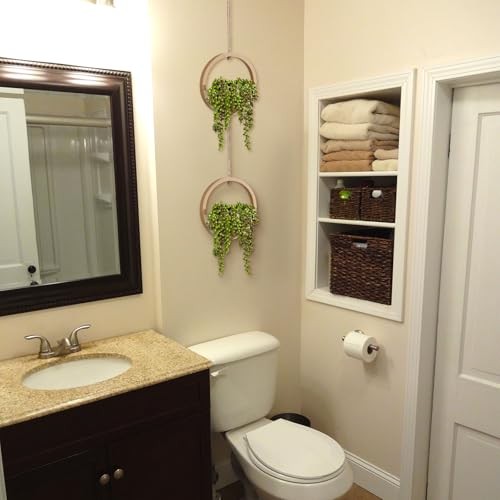 2pcs Artificial Succulents Hanging Plants 12.2” Fake Type1-wood Color-2pcs