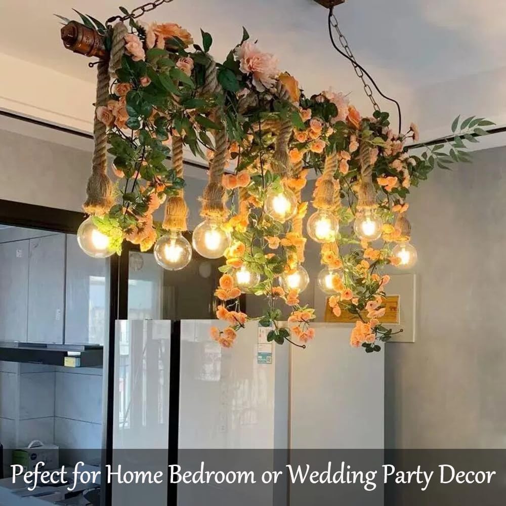 Artificial Flower Garland with 20 LED String Lights, 6FT Hanging Rose Flower …