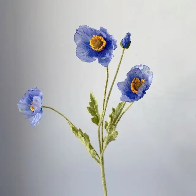 Artificial fake poppy flowers Silk Long Stem Housewarming Bridal Boquet Decor