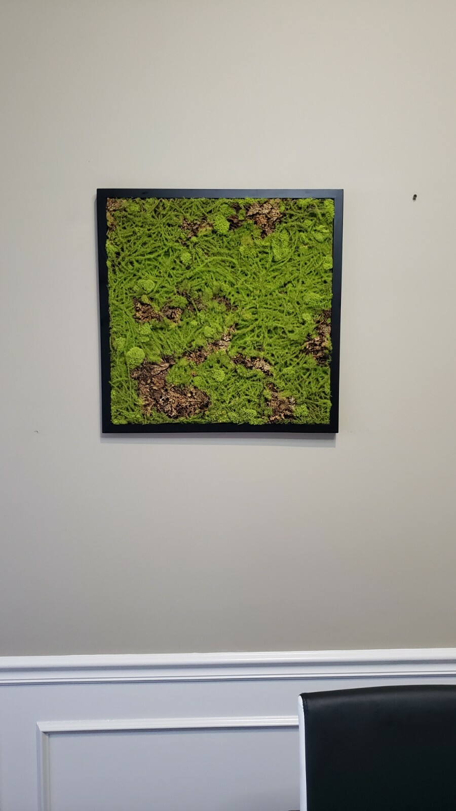 21*21″ Mixed Moss square wall decor,black frame,natural moss, faux sphagnum moss