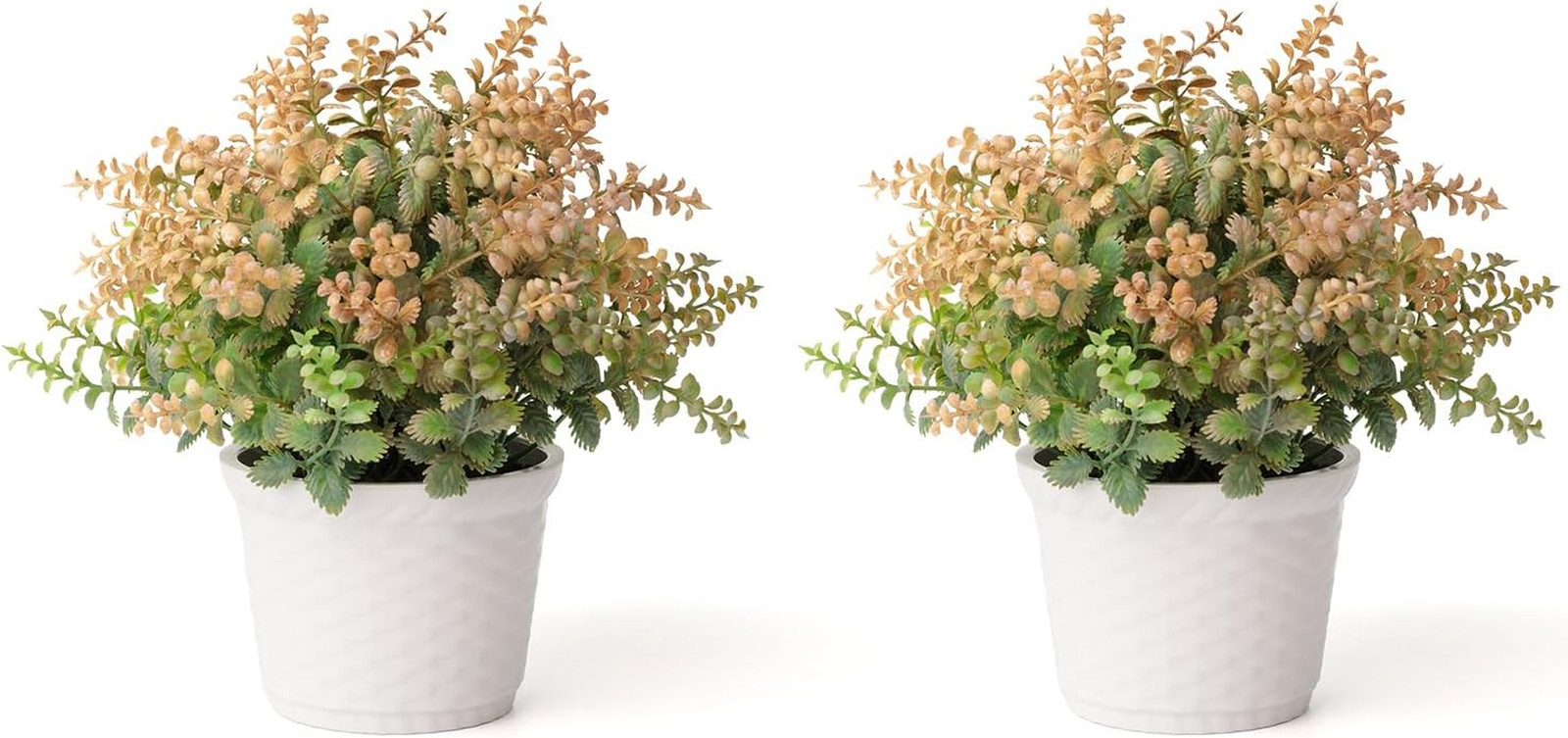 Autumn Yellow Fake Potted Plants – 2Pcs Small Decor for Home & Office
