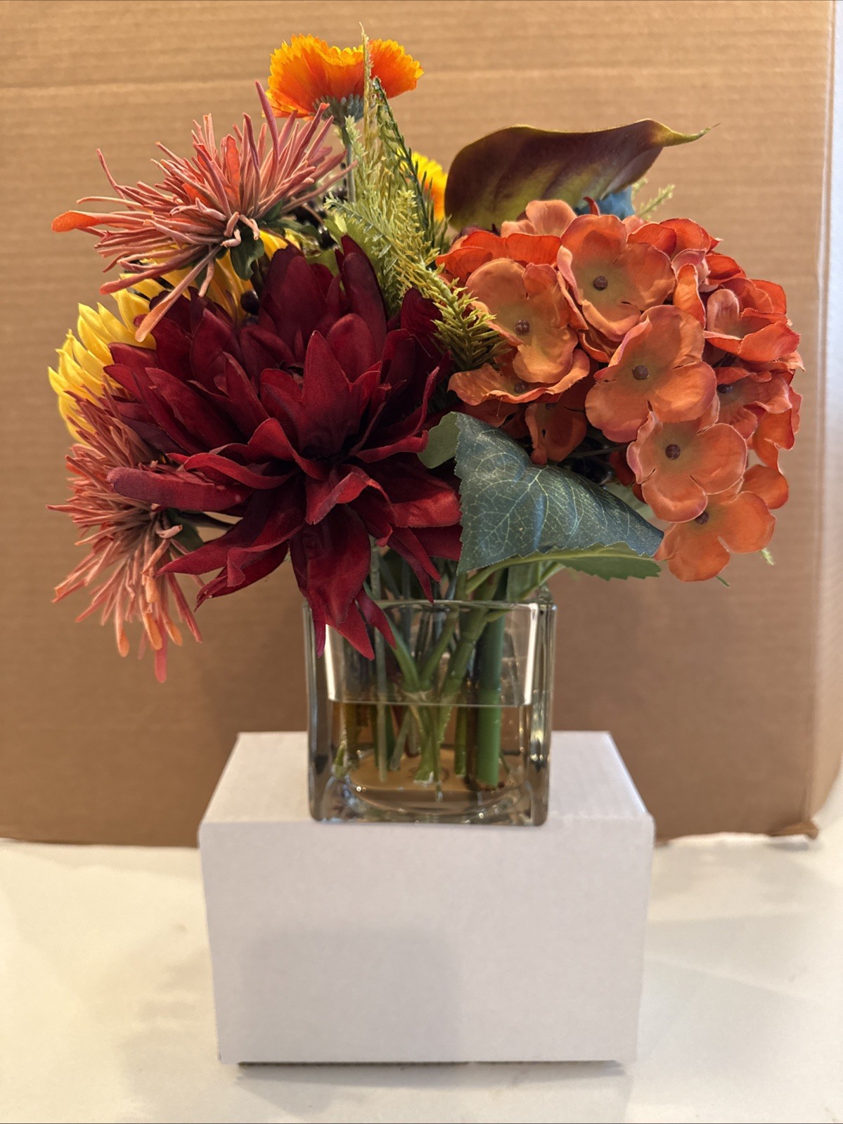 PETALS SPIDER MUM & Blackberries Silk Flowers Centerpiece 11” Height & 13” Width