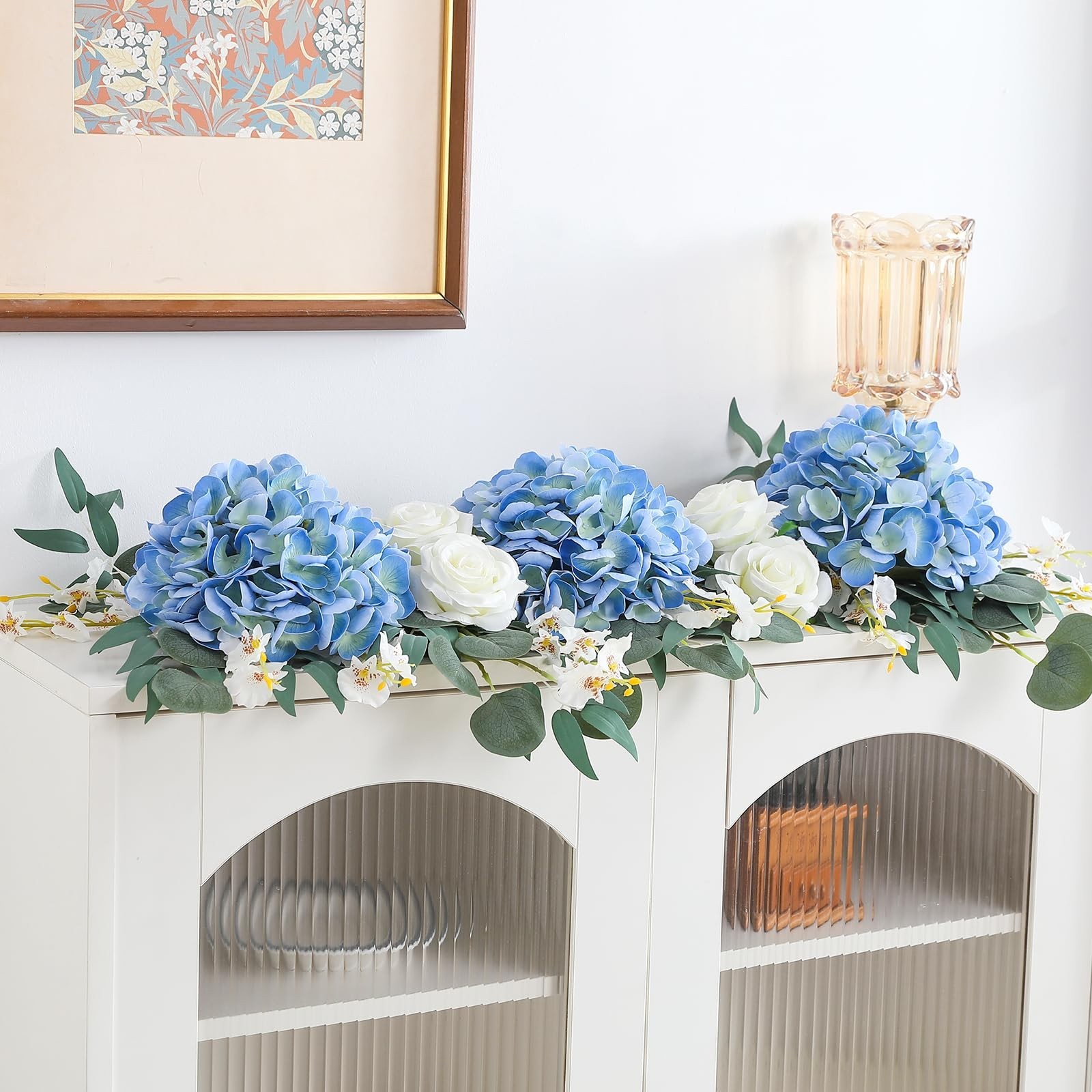 6PCS 22″ Real Touch Blue Hydrangea Artificial Flowers for Home Decor, Weddings