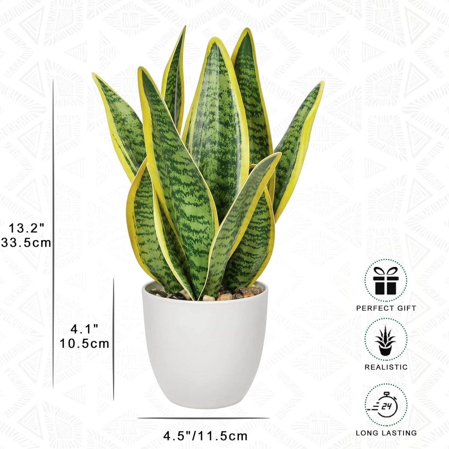 Artificial Snake Plant Potted Faux Sansevieria Trifasciata Plants, 13″ Tropic…