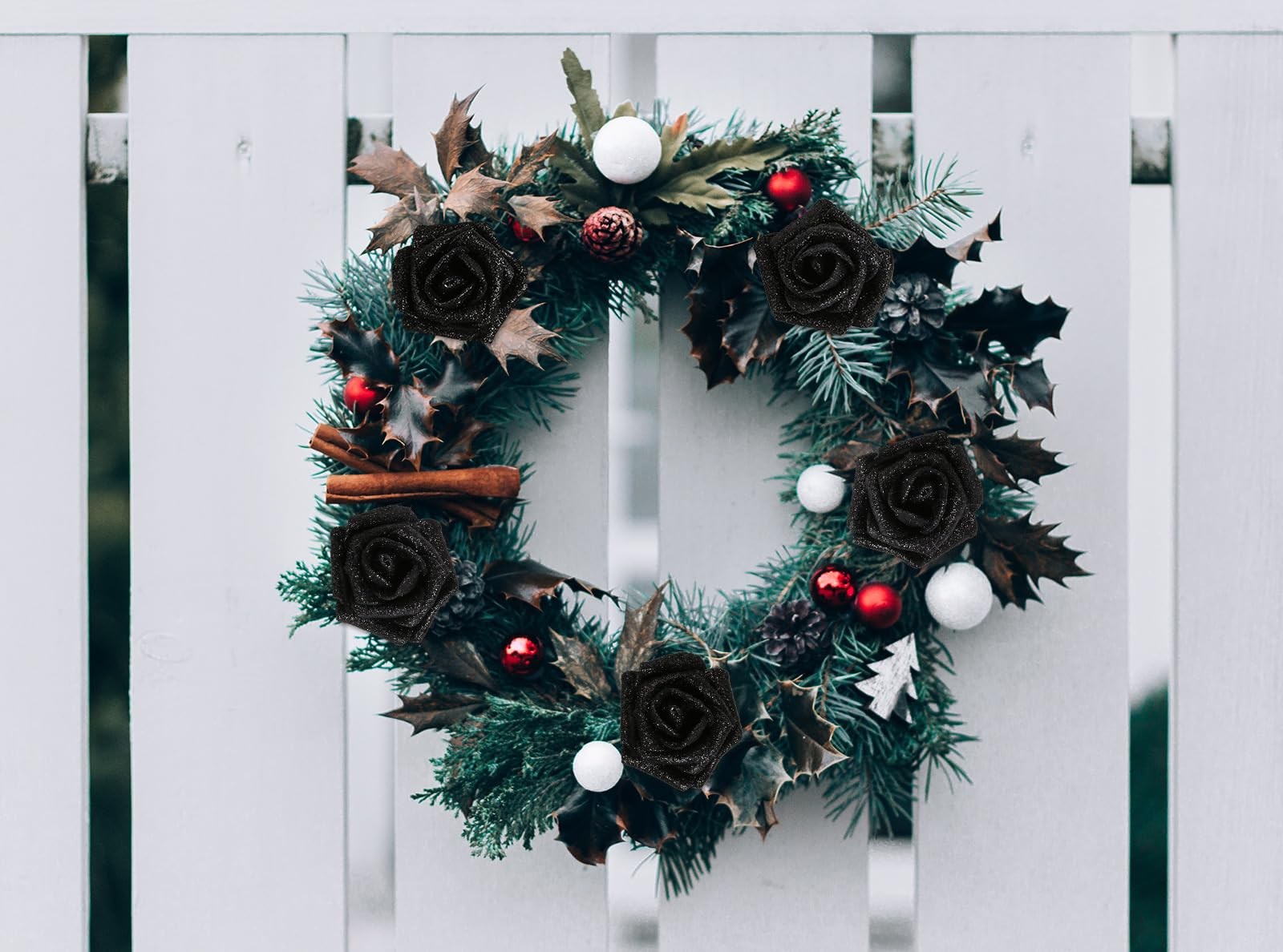 Black Flowers Glitter Rose 30 Pcs Artificial Flowers Glitter Flowers Foam Ros…