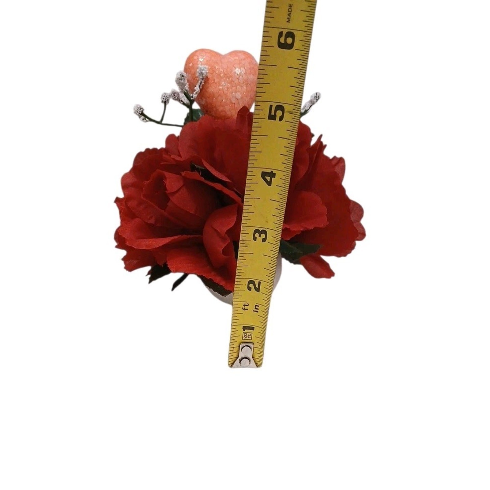 English Red Rose Floral Arrangement Tea Cup POP-IN Sparkle Heart Valentine Love