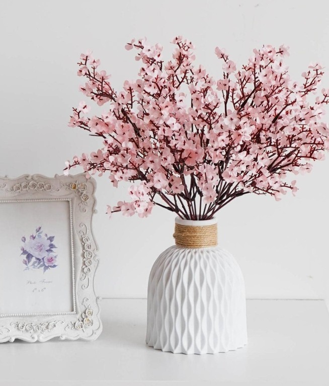 6pcs Plastic Artificial Flower Bouquet, Cherry Blossoms Artificial Flowers Baby’