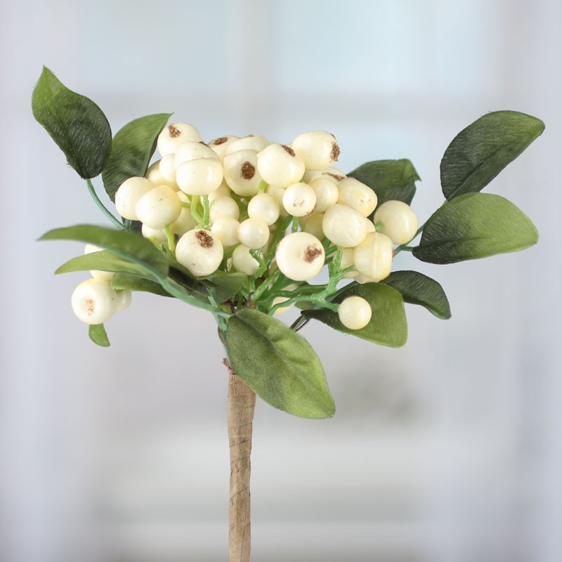 Pair of Artificial Cream Berry Cluster Picks