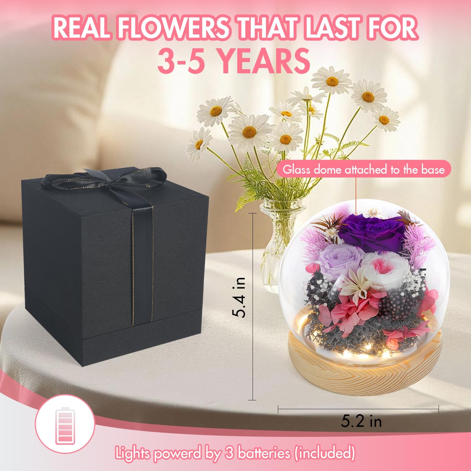 GUOBOYCL Personalized, Birthday Gifts for Women Preserved Flowers Eternal Ros…