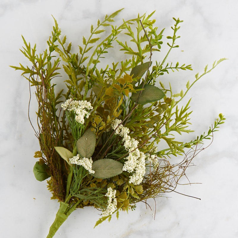Factory Direct Craft Green and Cream Artificial Meadow Greenery Bush