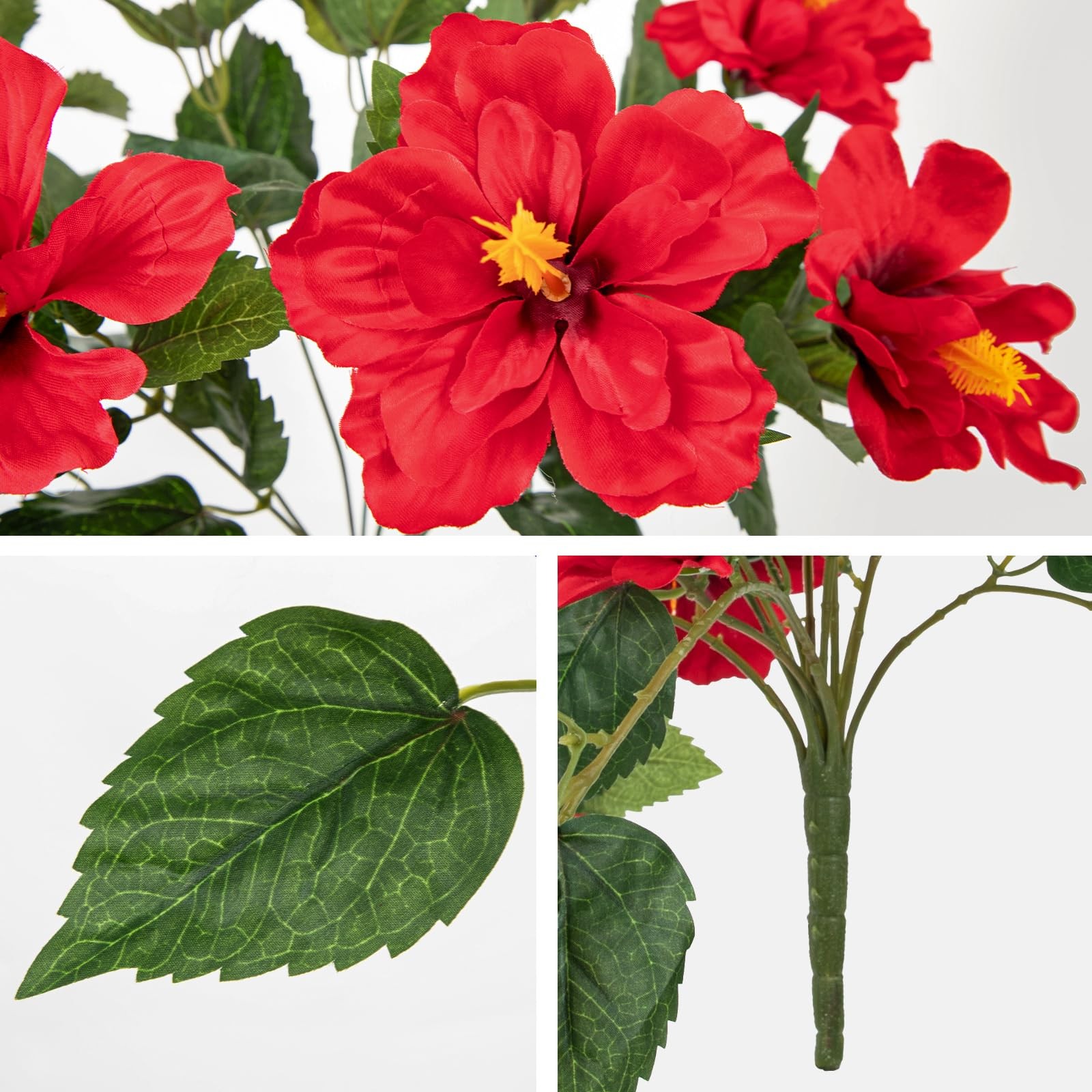 2PCS Artificial Hibiscus Flowers, 19.6in Tropical Faux Hibiscus Stems with Ca…