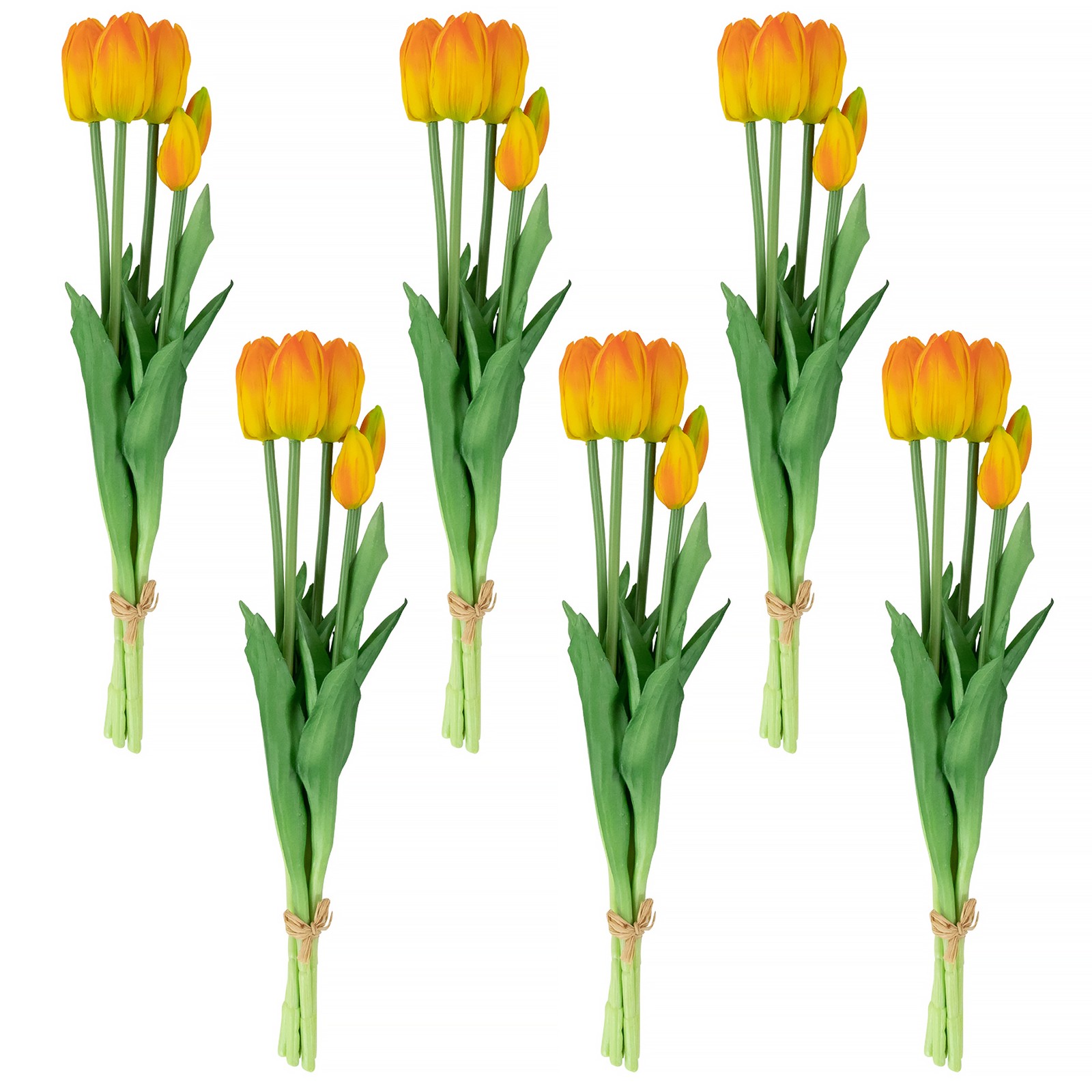 Northlight Real Touch™ Orange Yellow Tulip Floral Bundles Set of 6 – 18″