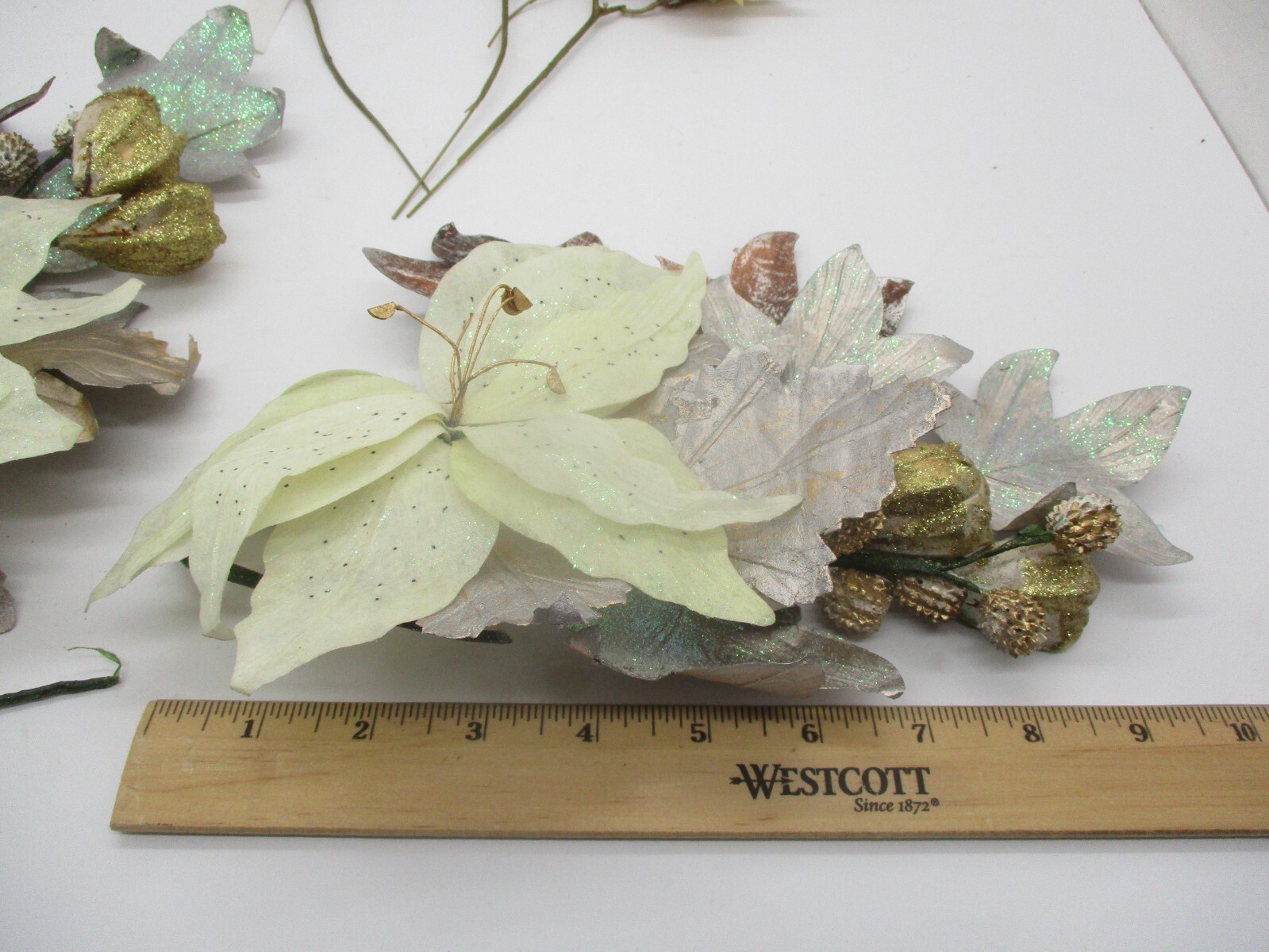 Christmas Flowers, Gold Cloth, Fake Acorns, Etc