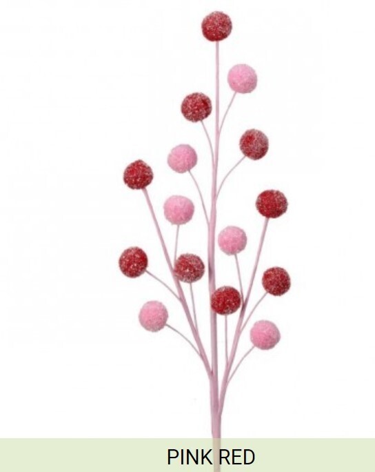 21″ Pink Red Glitter Berry Spray Stem Christmas Valentine Holiday Floral Decor