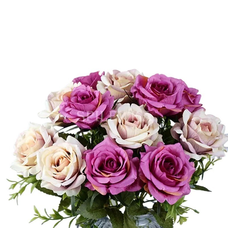 High-quality Silk Orange Rose Artificial Flowers for Wedding Decoration, Big and