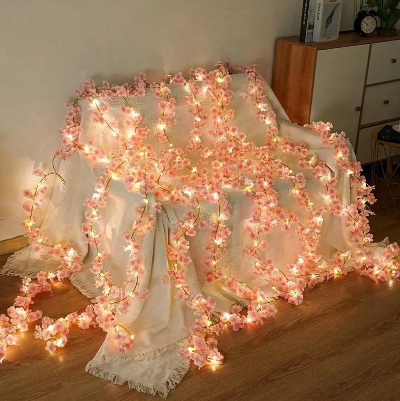 Artificial Sakura Flower Vine – 180cm Silk Garland for Wedding & Home Decor