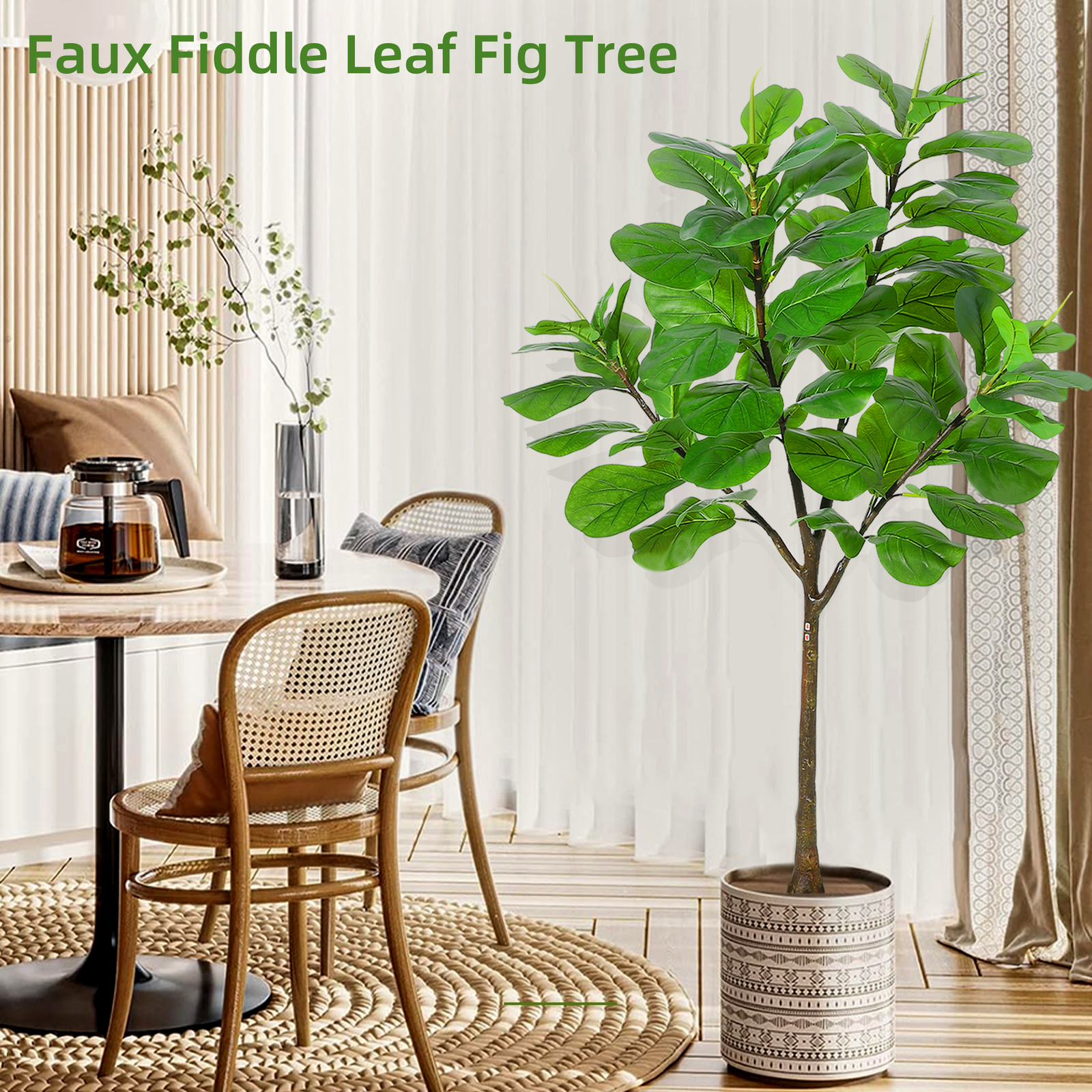 70″ Artificial Fiddle Leaf Fig Tree Fake Fig Silk Tree in Pot for Living Room