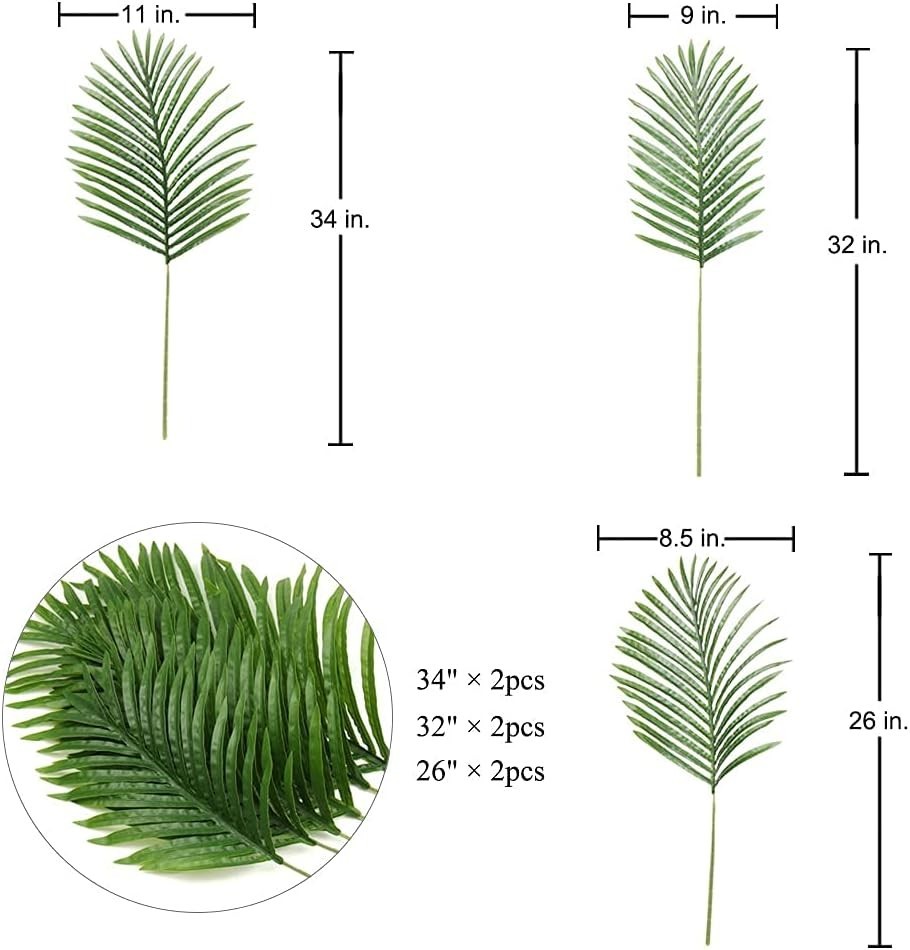 Large Artificial Palm Leaves Palm Fronds Tropical Leaves Areca Palm Branches Pal