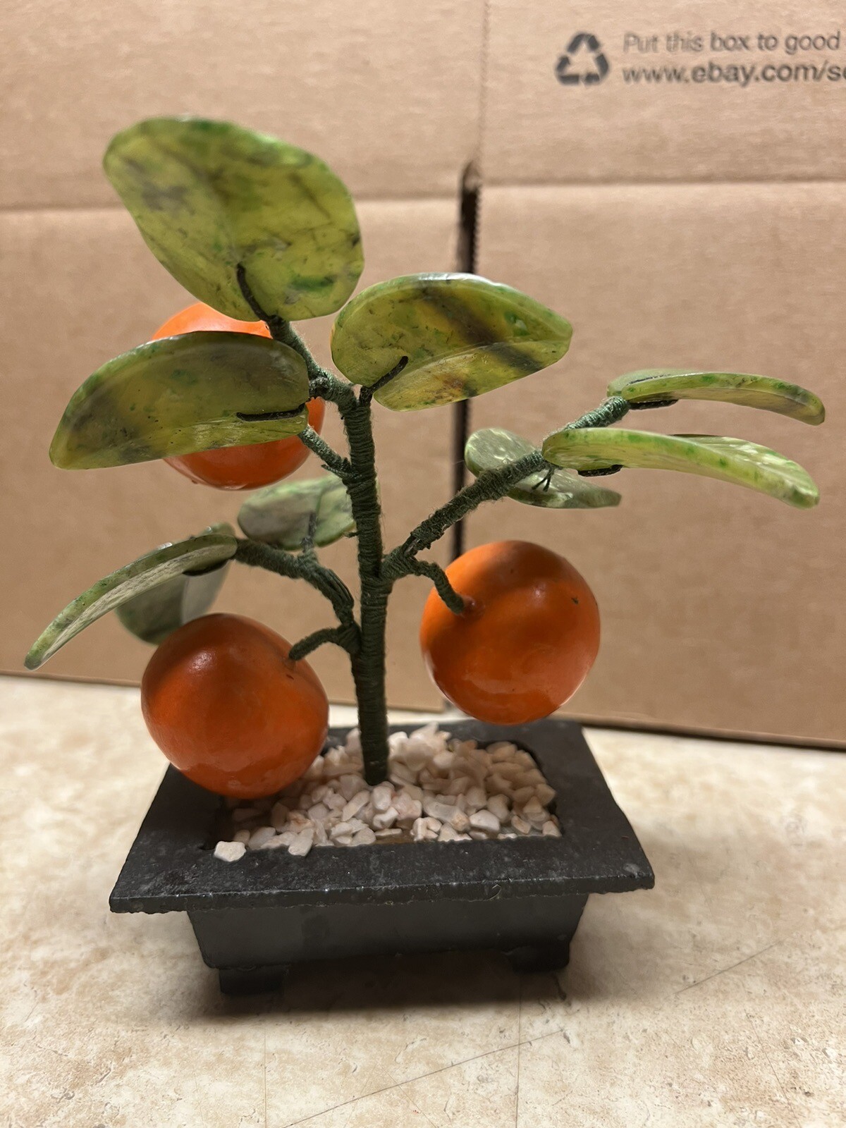 5” Chinese Traditions Orange Tree Bonsai Fruit Plants Decoration Sweet Petite