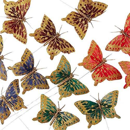 Pack of 24 Assorted Gold Glittered Artificial 2-3/4″ Monarch Butterflies