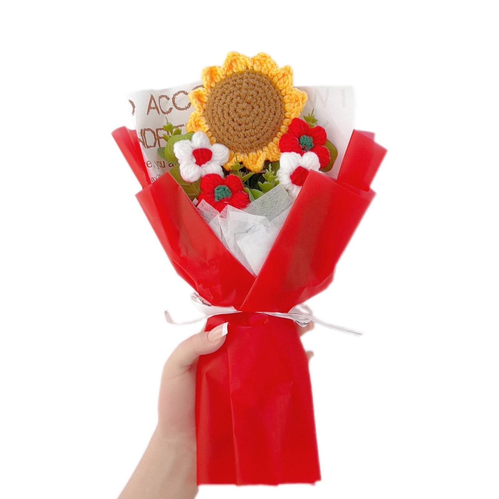 Sunflower Crochet Flower Bouquet Warm Decorative Gift Any Occasion