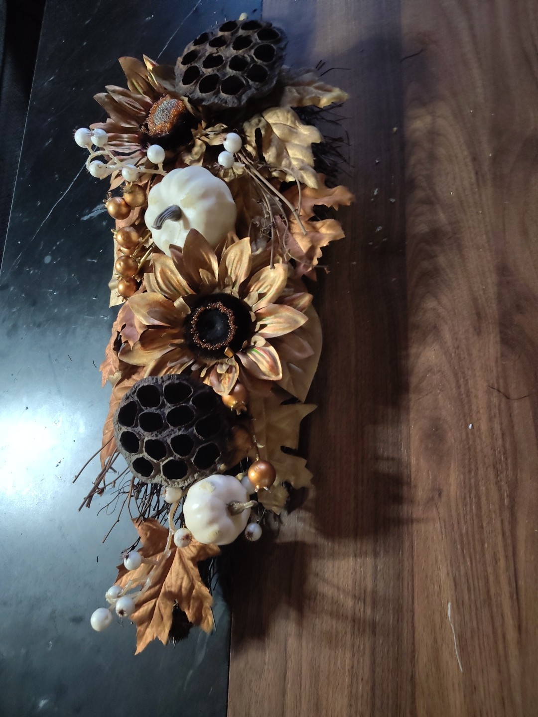 Artificial Autumn Harvest Hanging Swag with Pumpkins and Leaves for Decor