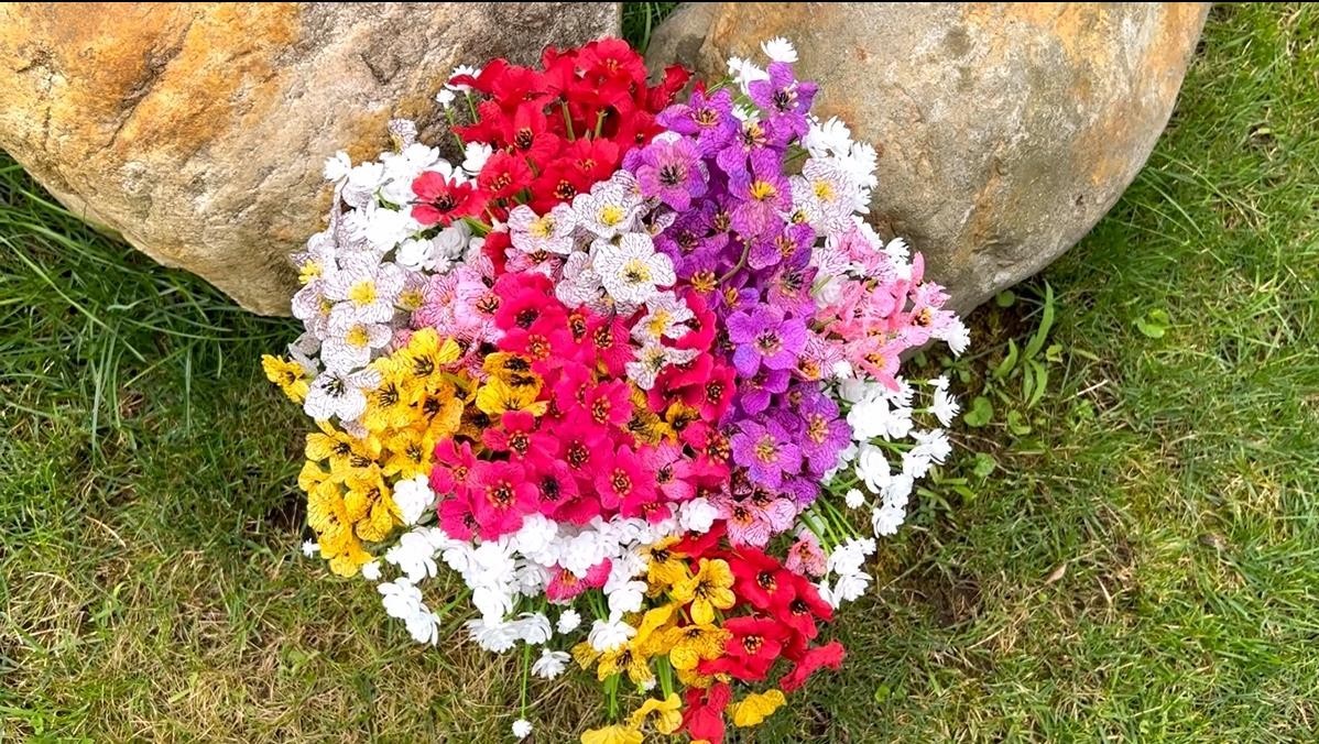 24 Bundles Artificial Flowers UV Resistant Fade Proof Fake Plastic Outdoor Decor