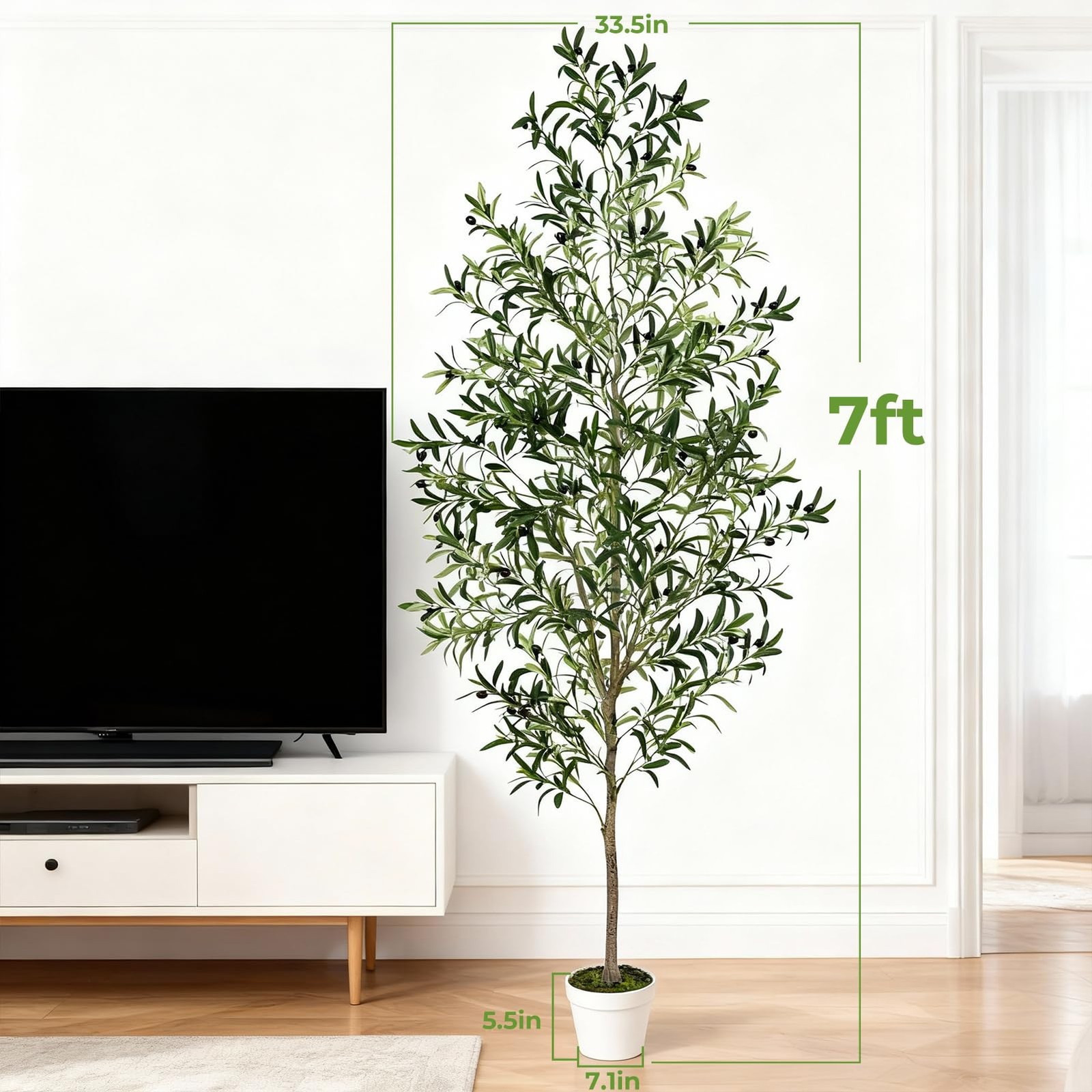 Artificial Olive Trees with Lifelike Natural Trunk, Leaves, Moss and Fruits, …