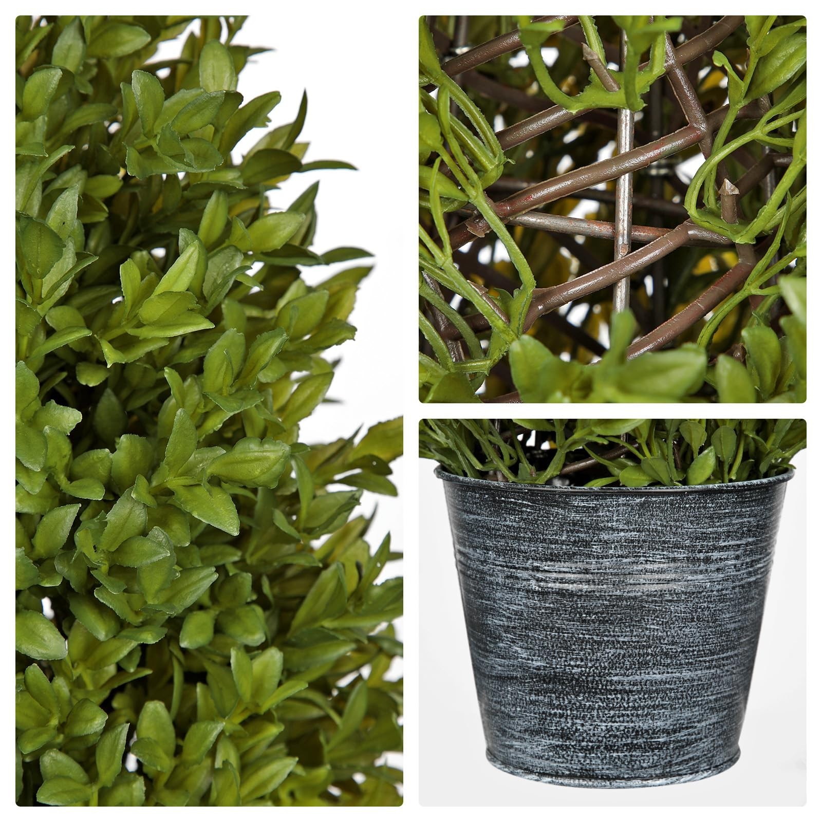 Artificial Boxwood Cone Topiary Tree, 18″ Small Fake Plant Faux Potted Plant …