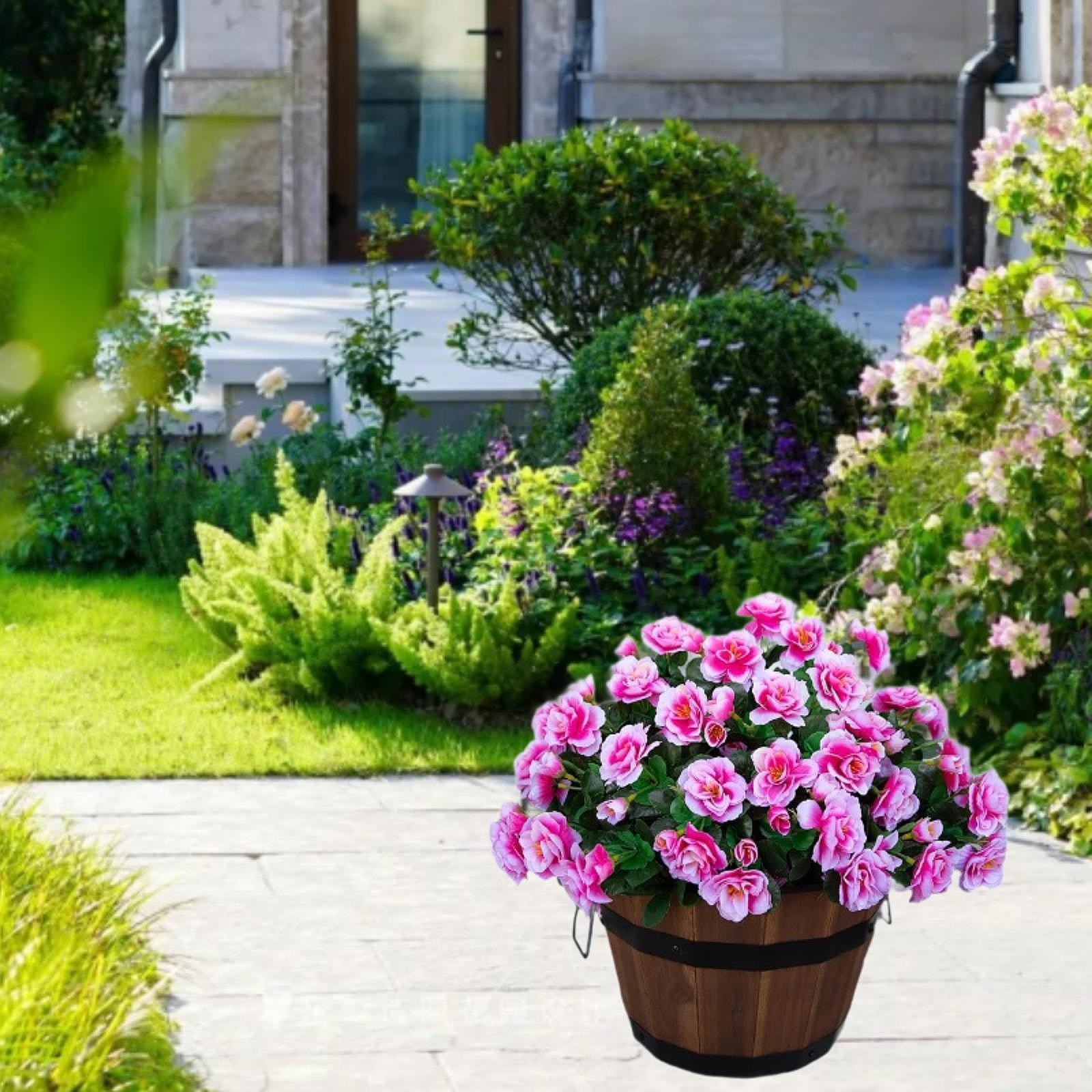 4 Bundles Artificial Flowers Outdoor Fake Flowers Lawn Farmhouse Table Vase