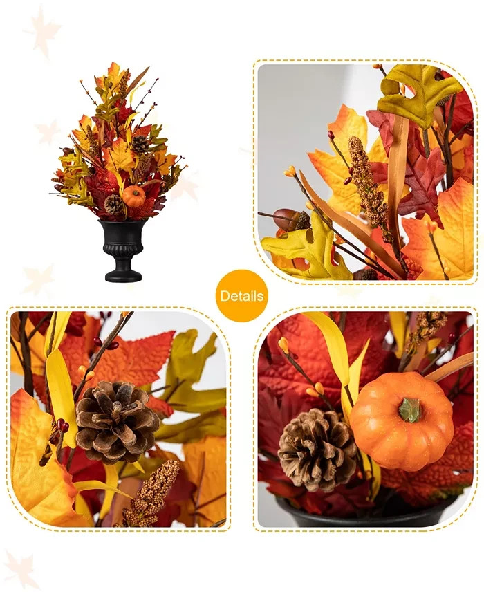 Glitzhome 24” Fall Maple Leaf Urn Table Tree Autumn Harvest Indoor Centerpiece