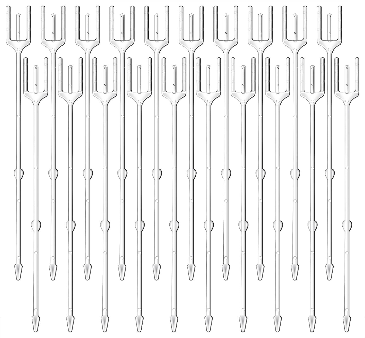 Palillos de flores de plástico transparentes de cabeza recta de 9,4 pulgadas