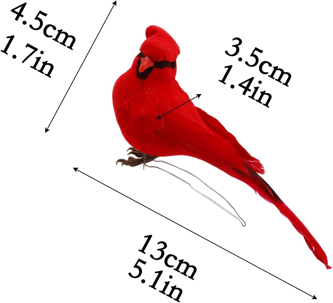 Artificial Bird Red Cardinal Realistic Feathered Figurine Home Decor Craft Pr…