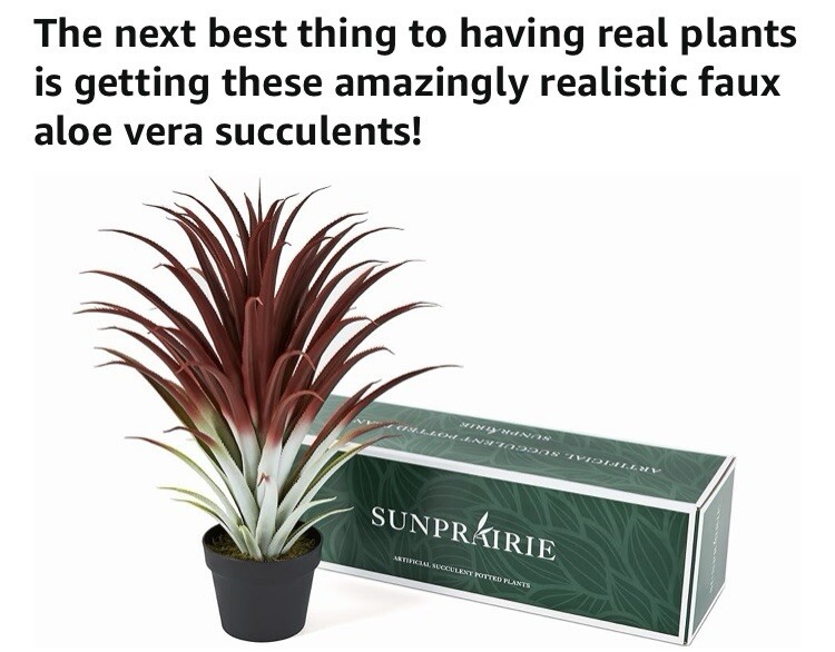 Hyper Realistic Big Red Artificial Aloe Vera Plant 26 Inches Tall. Large Faux