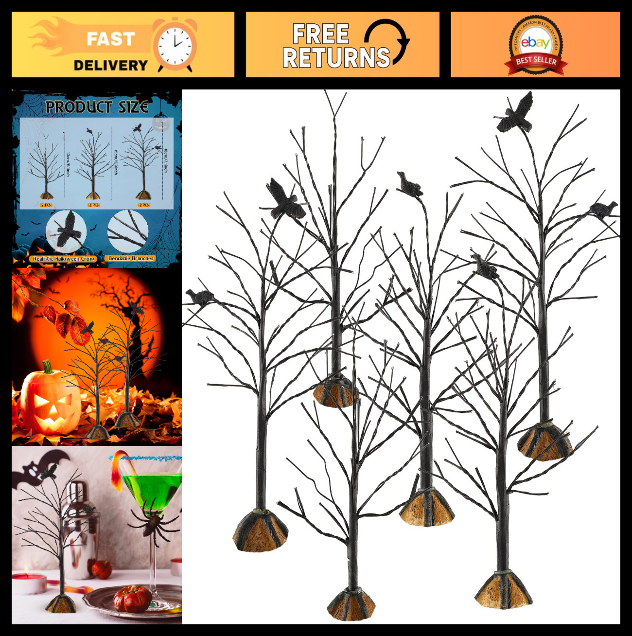 Miniature Artificial Decor Trees – 6 Pieces for Holiday Village & Garden Display