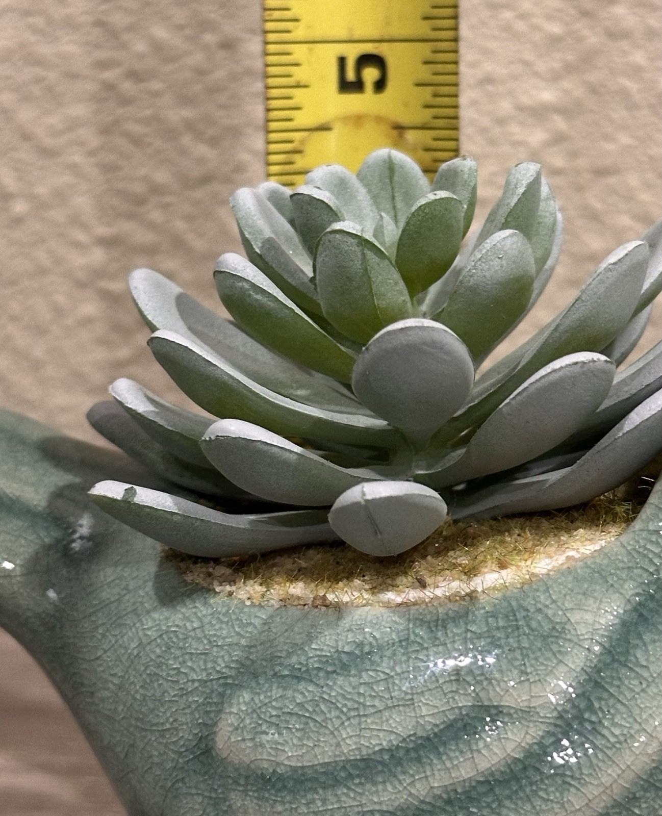 Ceramic Bird Figurine Succulent Planter With Faux Plant & Crackle Glaze Finish