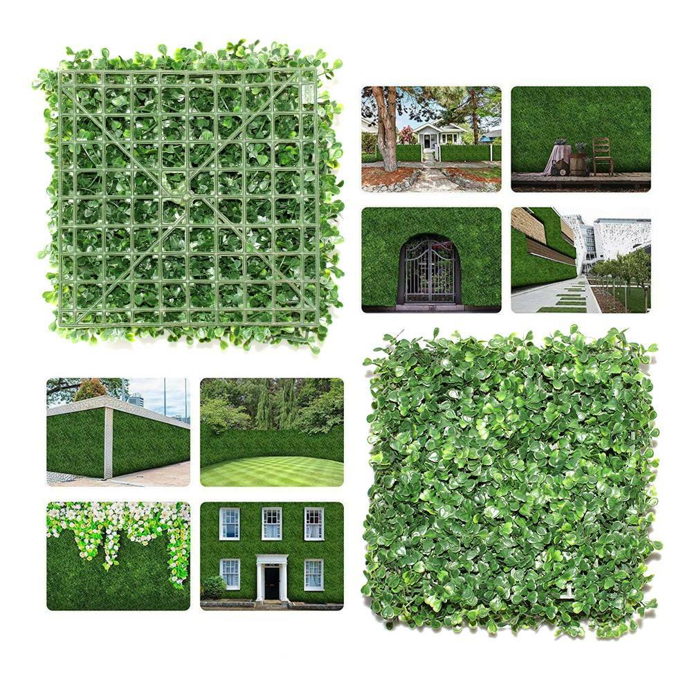 24PCS 10″x10″ Artificial Plants Mat Wall Hedge Decor Privacy Fence Panel Grass
