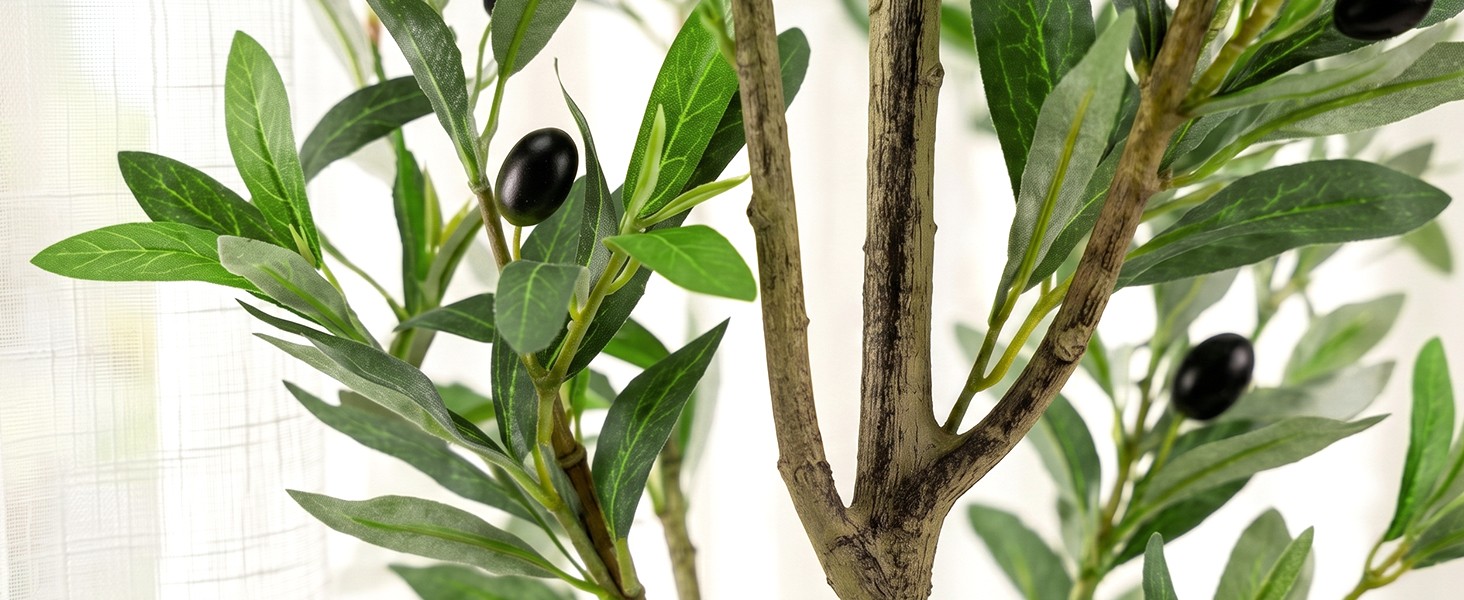 Olive Trees Artificial Indoor,Fake Olive Tree 6FT Tall 1Pack with White Planter,