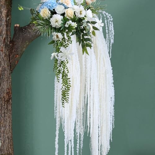 Pcs Natural Dried Wisteria Hanging Flowers – 23″ Bleached White Preserved 10
