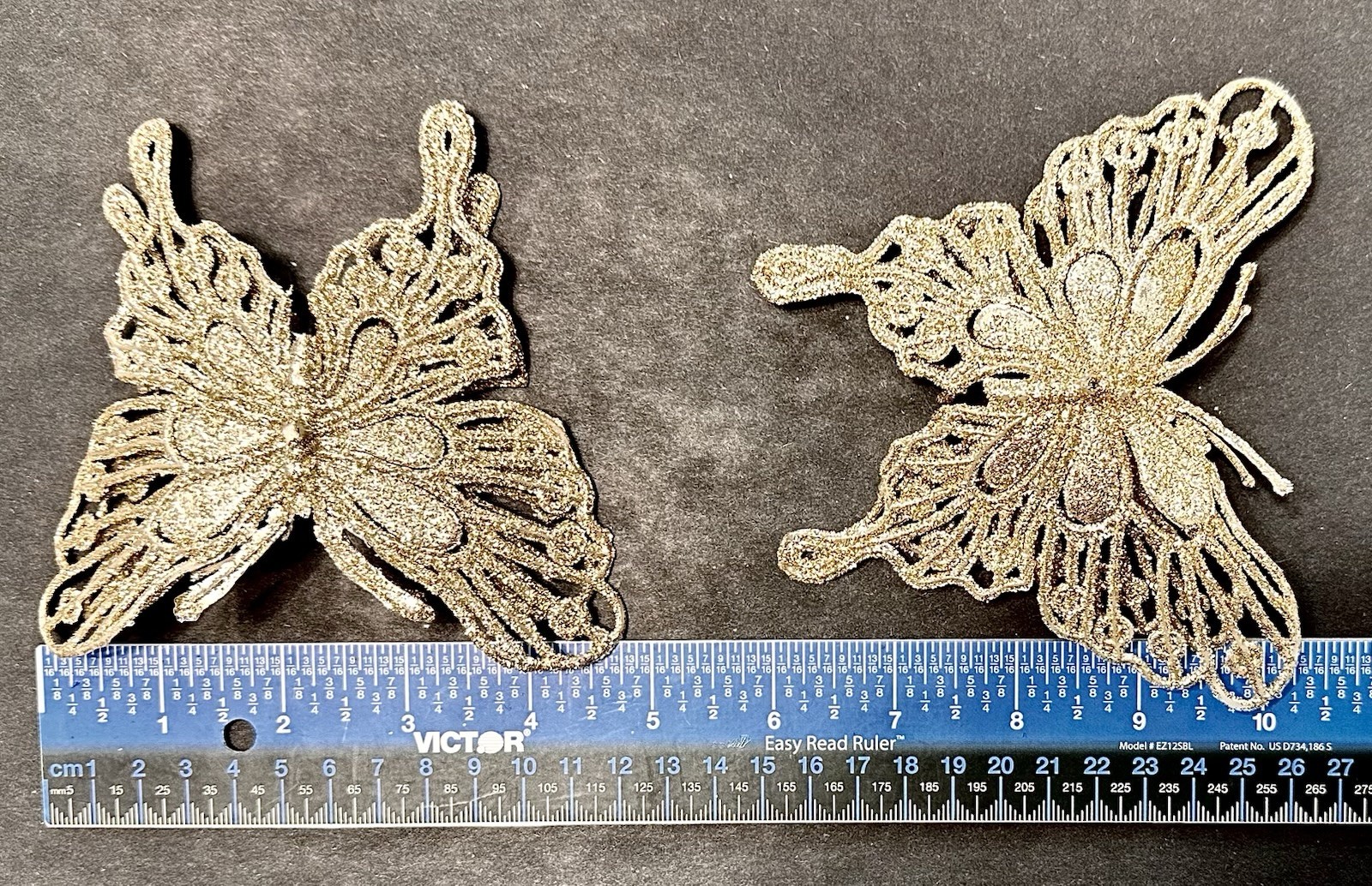 18 Champagne Tinted Glitter Christmas Accents Poinsettias Butterflies & Clips