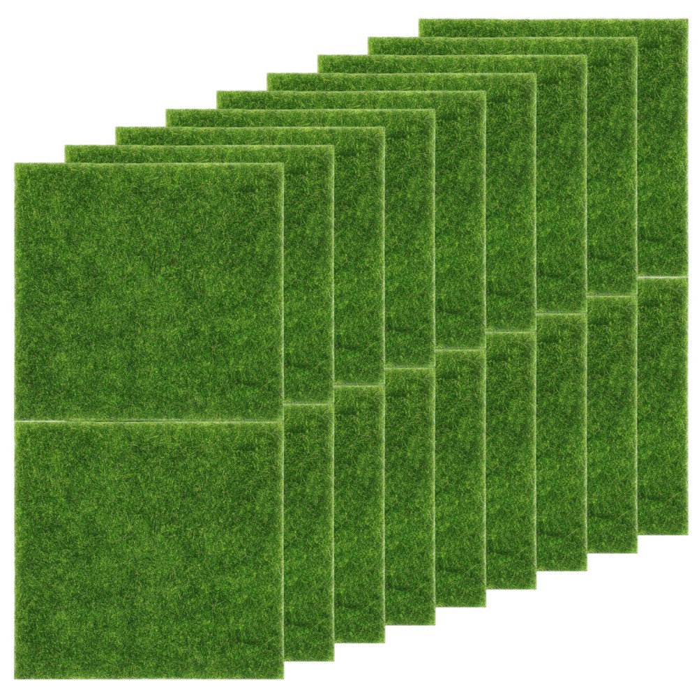 18Pcs Reusable Synthetic Grass Patch for Crafts Green PVC Mini Garden Turf Mat