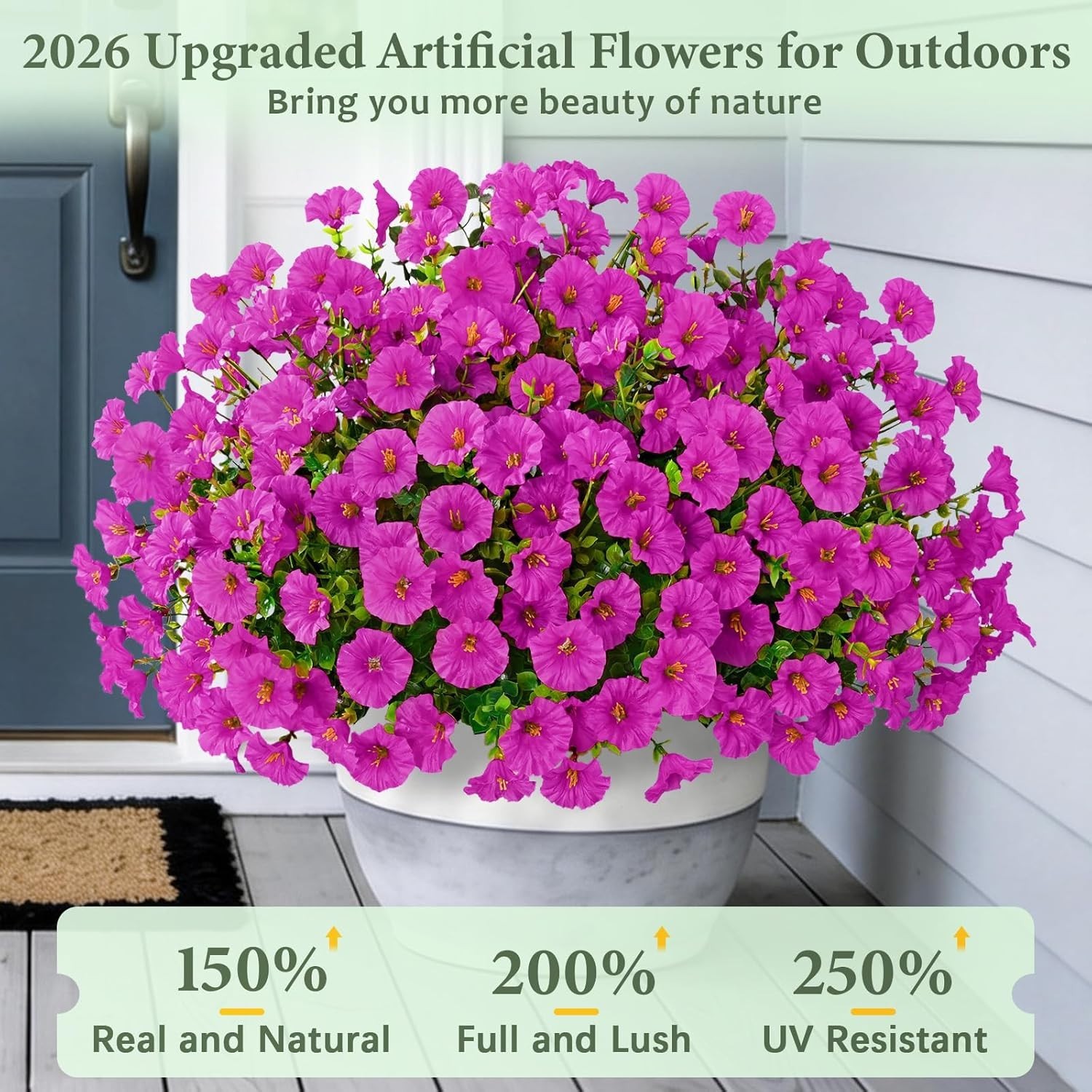 Artificial Flowers for Outdoors, 26 Bundles Fake Outdoor Flowers, UV Resistan…